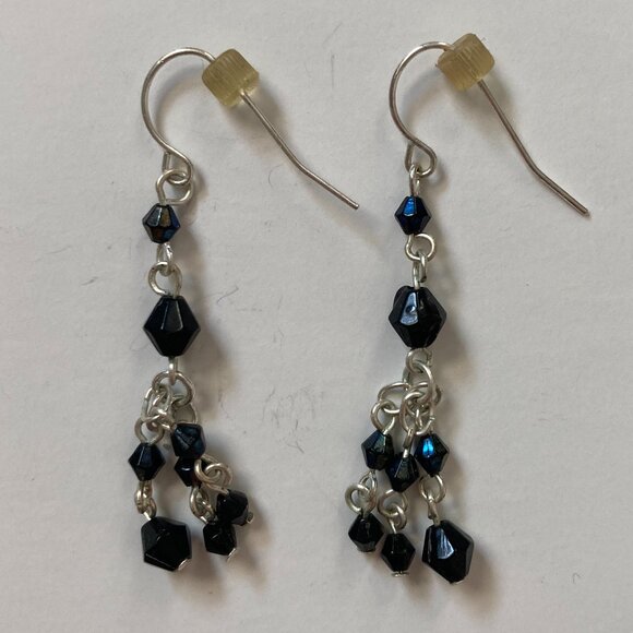 Black Beaded Drop Earrings - Picture 1 of 2